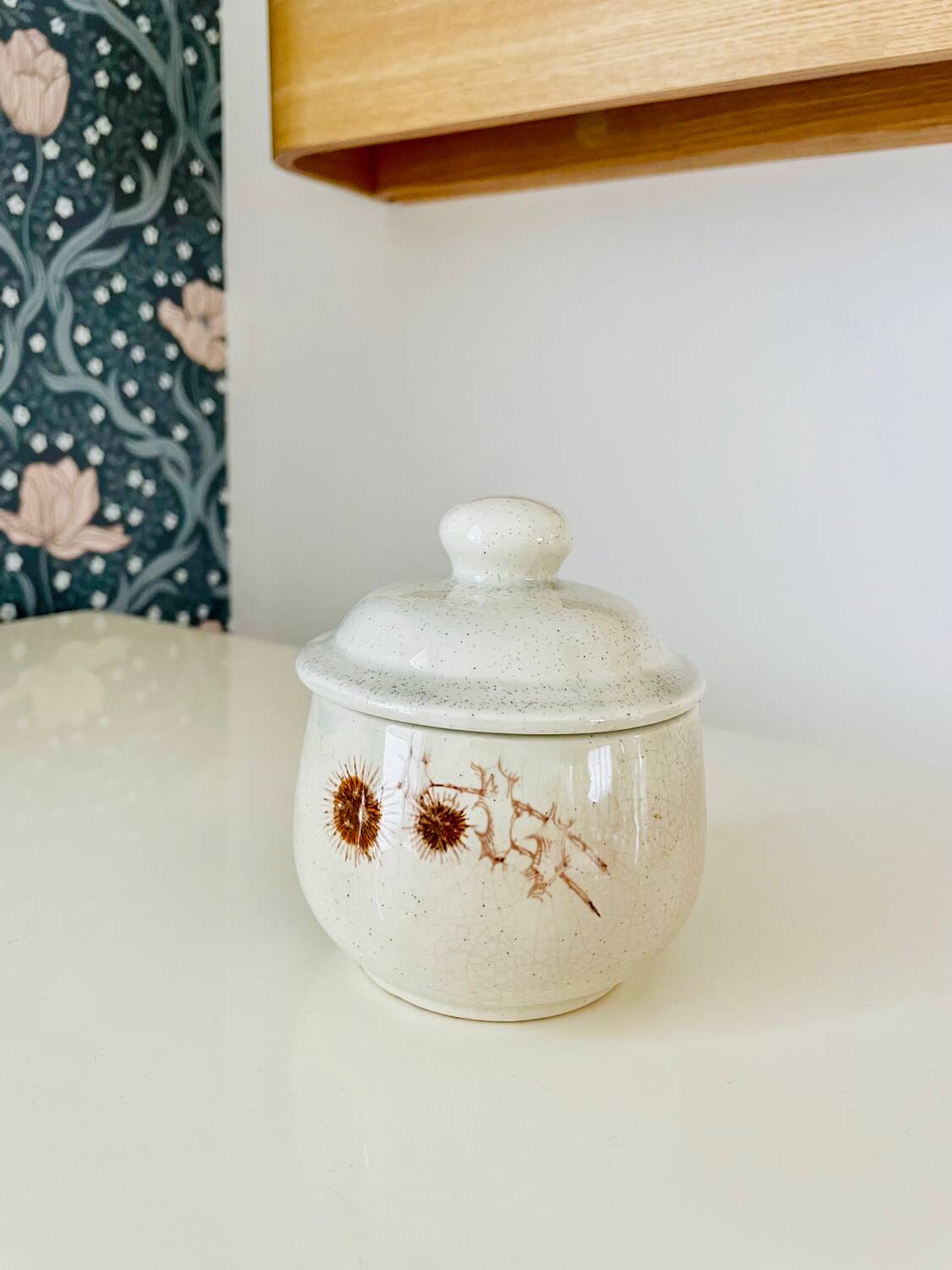 Vintage sandstone sugar bowl Sarreguemines France