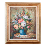 Large oil on canvas floral composition signed Boucher