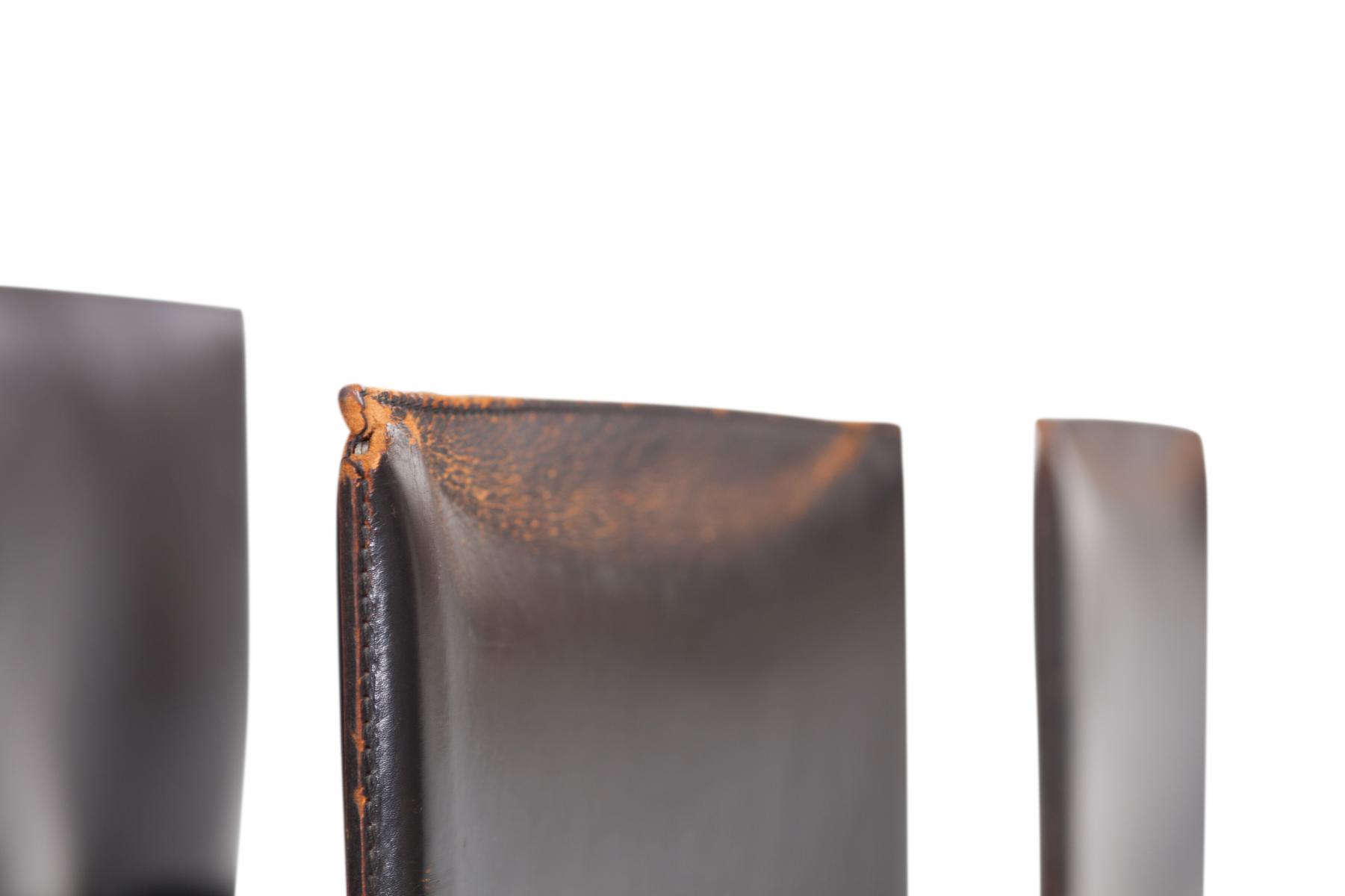 Set de 6 chaises en cuir noir par Studio Grassi & Bianchi pour Pellizoni Pasqualina 1980