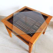 Small coffee table, bamboo wood and glass coffee table, Indonesian table