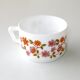 3 coffee cups and under cups arcopal - vintage orange flower model