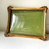 Cadre antique en bois doré art nouveau 18,5 cm x 14,5 cm verre convexe