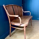 Bistro-style bench in embossed wood stamped Thonet - early 20th century