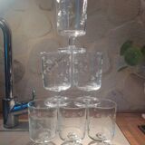 6 engraved vintage glasses