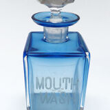 Set of 5 Bohemian Crystal Sapphire Blue Toiletry Bottles