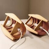 Vintage Danish pine wall lamps, 1960s, set of 2