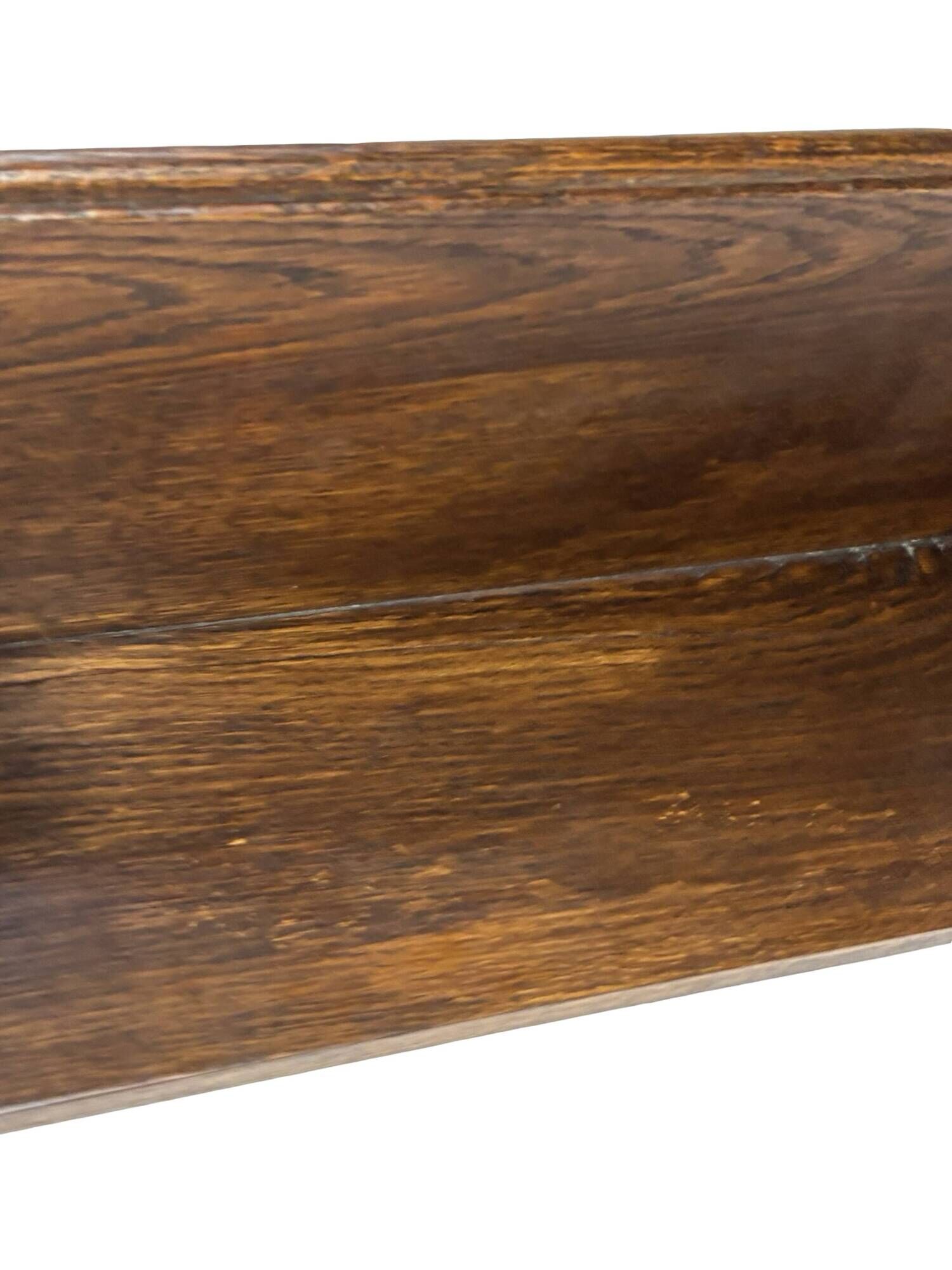 Vintage wooden wall shelve rack bookshelf in dark oak wood minimalist