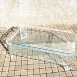 Modernist coffee table in glass and plexiglass altuglas design David Lange 1980