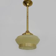 Suspension globe yellow granite, bordered gold lampshade old art deco. Year 50