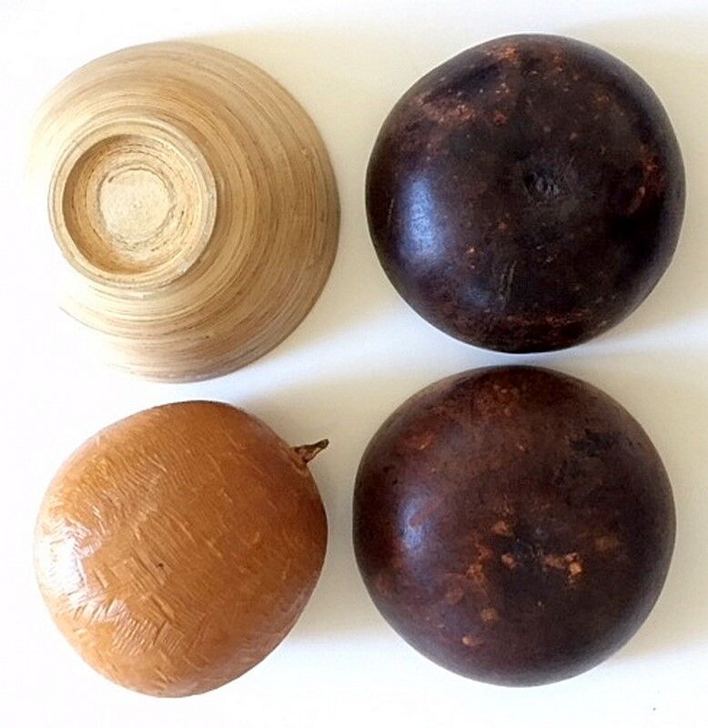 4 natural wooden bowls
