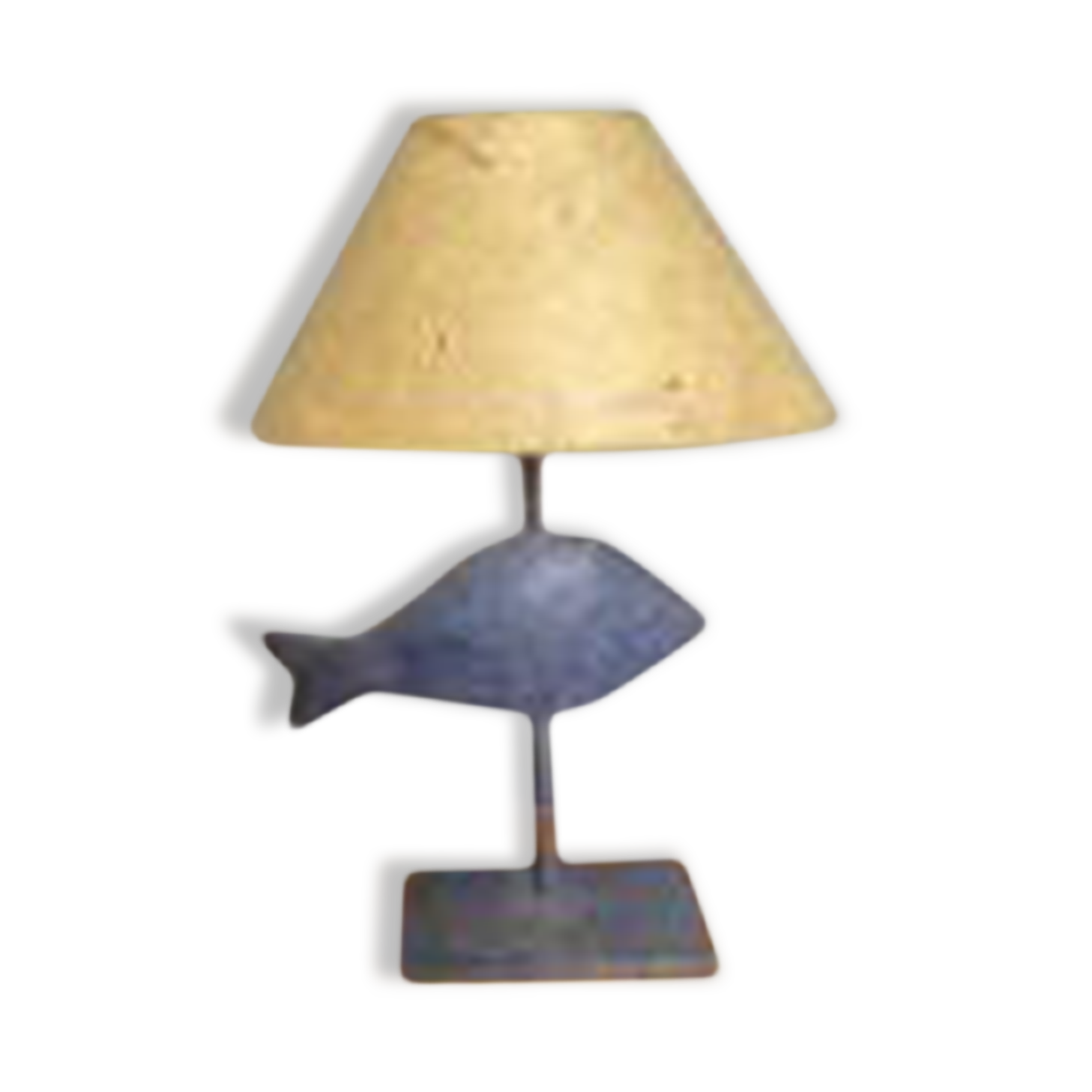 Blue metal fish lamp