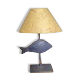 Blue metal fish lamp