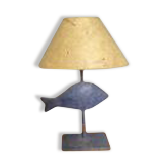 Blue metal fish lamp