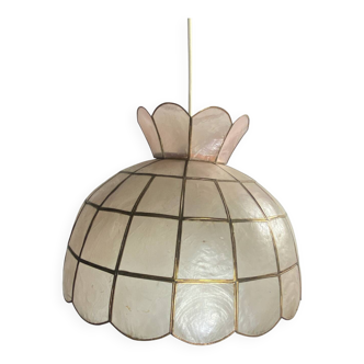 Mother-of-pearl and brass pendant light, 1970s
