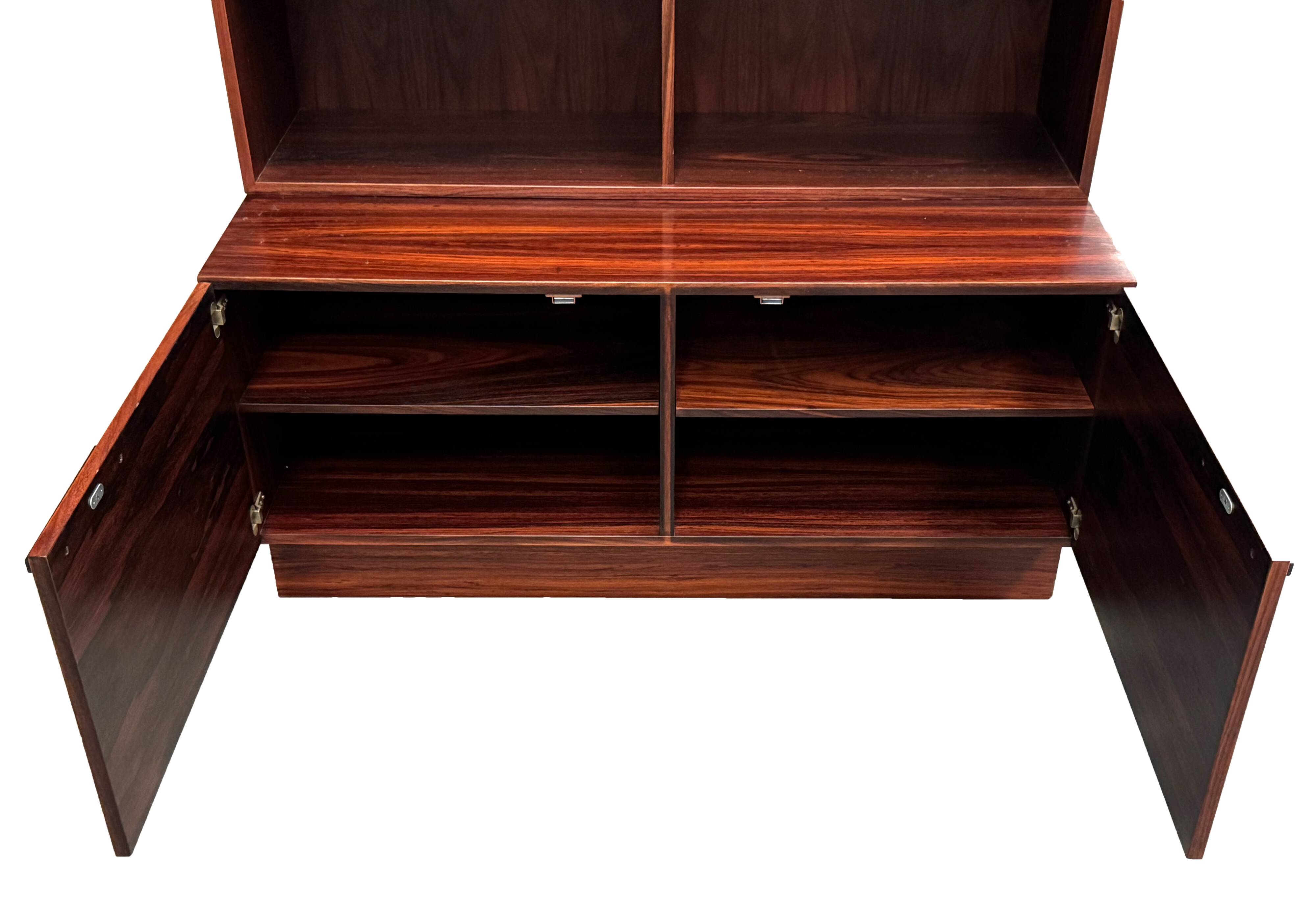 Scandinavian library in rosewood designed by Ib Kofod Larsen.