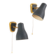 Jacques biny (designer) - pair of adjustable wall lights in brass & metal