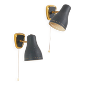 Jacques biny (dlg. de) - paire d'appliques orientables en laiton & métal
