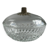 Sugar bowl box with glass lid floral decoration.