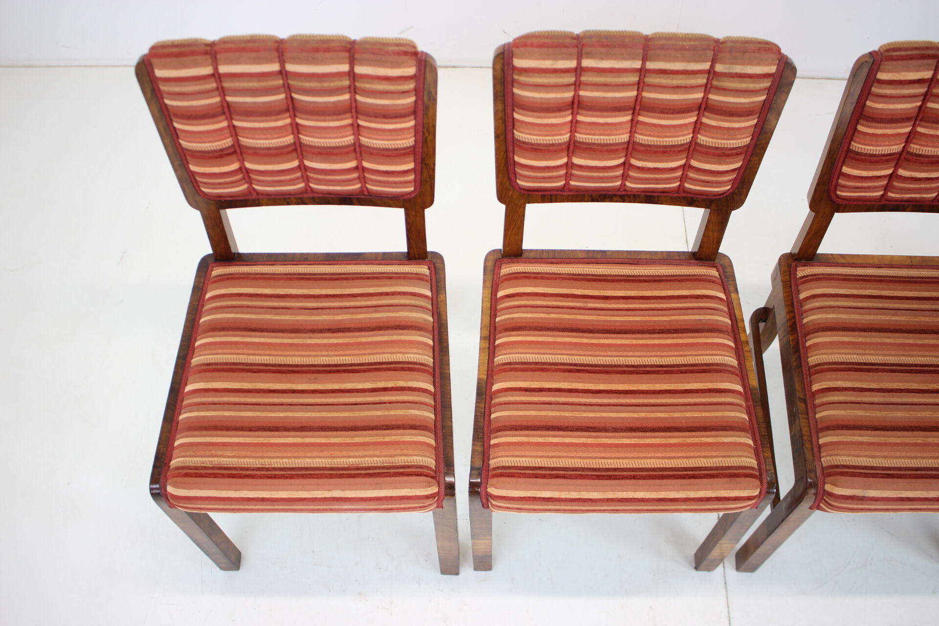 Ensemble des années 1930 de 4 chaises de salle à manger Art Déco, Tchécoslovaquie