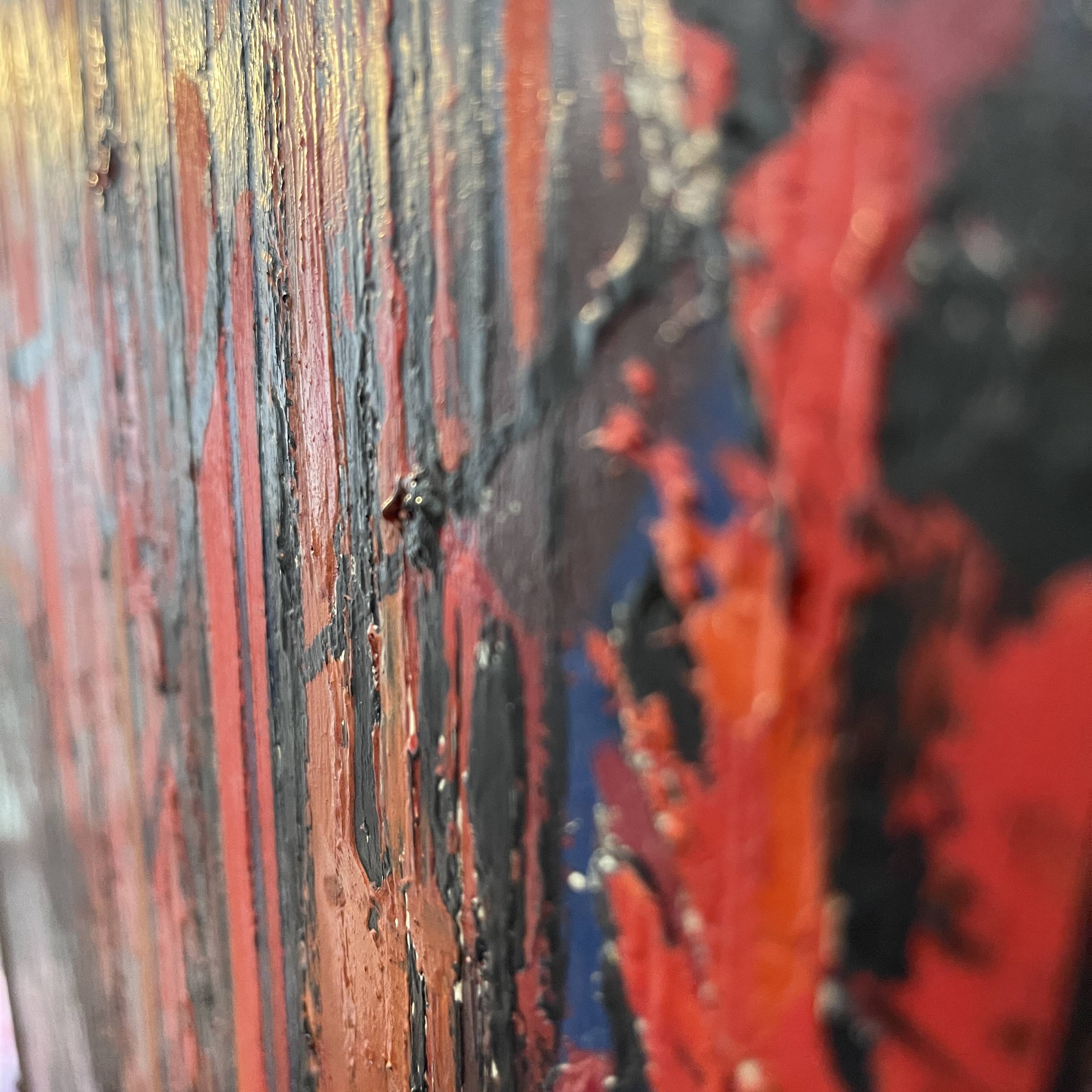 Tableau abstrait huile sur panneau, Serge Detriaux, ca 1988
