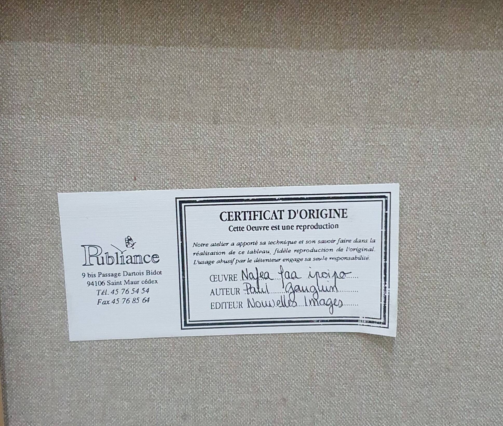 Nafea faa ipoipo painting by Paul Gauguin, authentic reproduction on canvas, published by Nouvelles Images