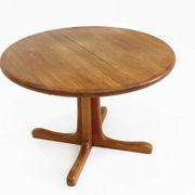 Vintage Danish round extendable dining table solid teak 1960s