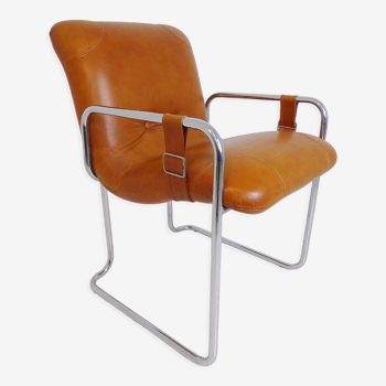 Vintage Italian Leather Tucroma Chair By Guido Faleschini For 14 Mariani