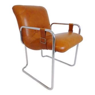 Vintage Italian Leather Tucroma Chair By Guido Faleschini For 14 Mariani