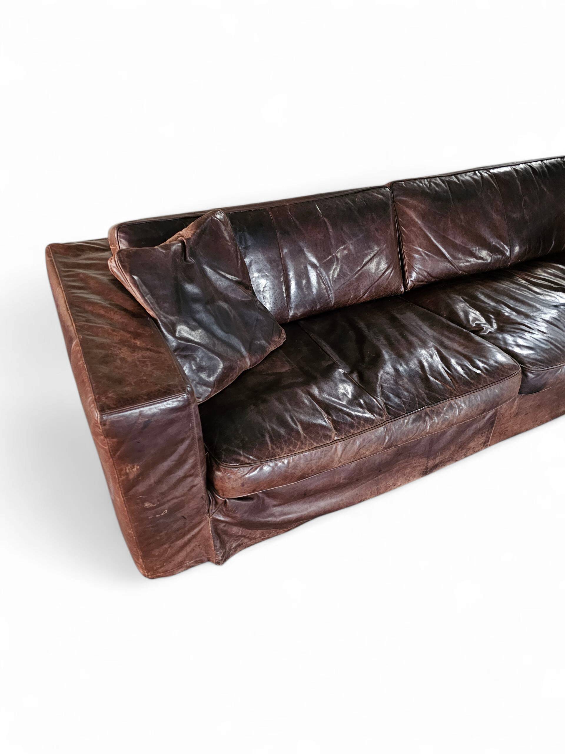 Massive / loose cover / brown leather / lounge sofa / 1970s/