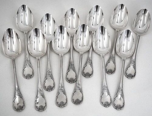 Christofle Marly cutlery set 49 pieces, knives, silver-plated metal, excellent condition.