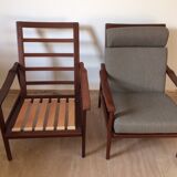 Pair of Scandinavian armchairs in teak 60s