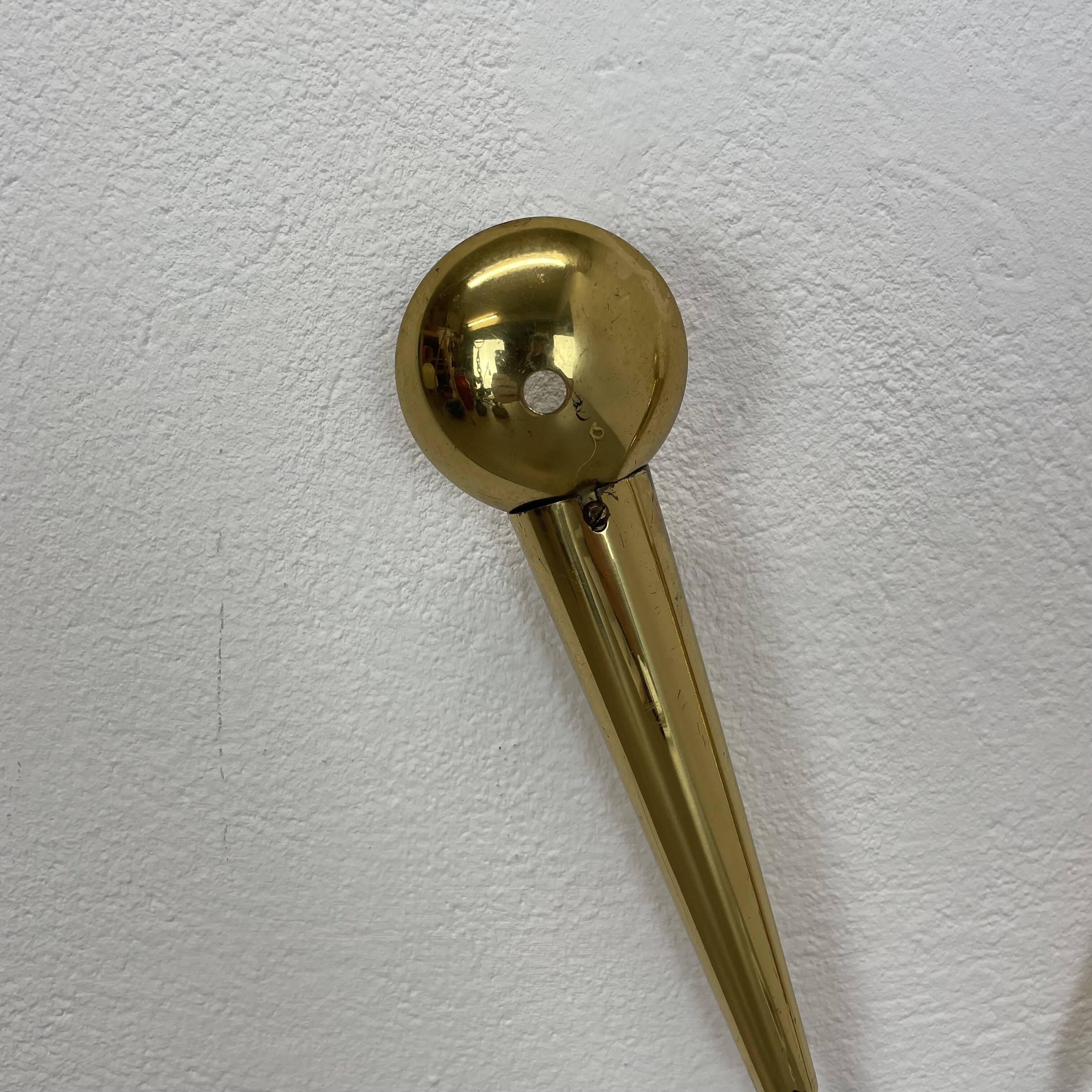 41cm Brass Stilnovo Style Theatre Wall Sconce Light, Italy 1950s