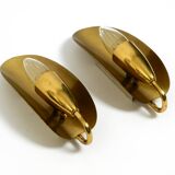Two magical original Mid Century Modern bag brass wall lamps