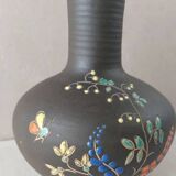 Old vase, enamelled flower decoration, to be identified