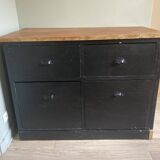 Commode en bois style indus peinte en noir