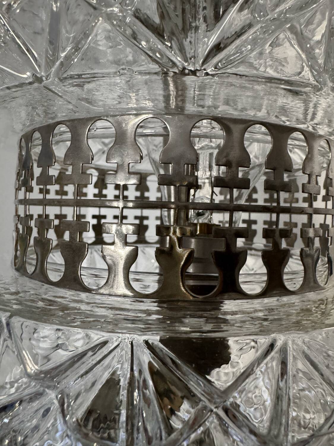 60s chrome glass chandelier