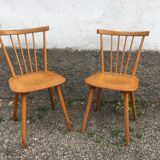 Pair of Scandinavian beech bistro chairs