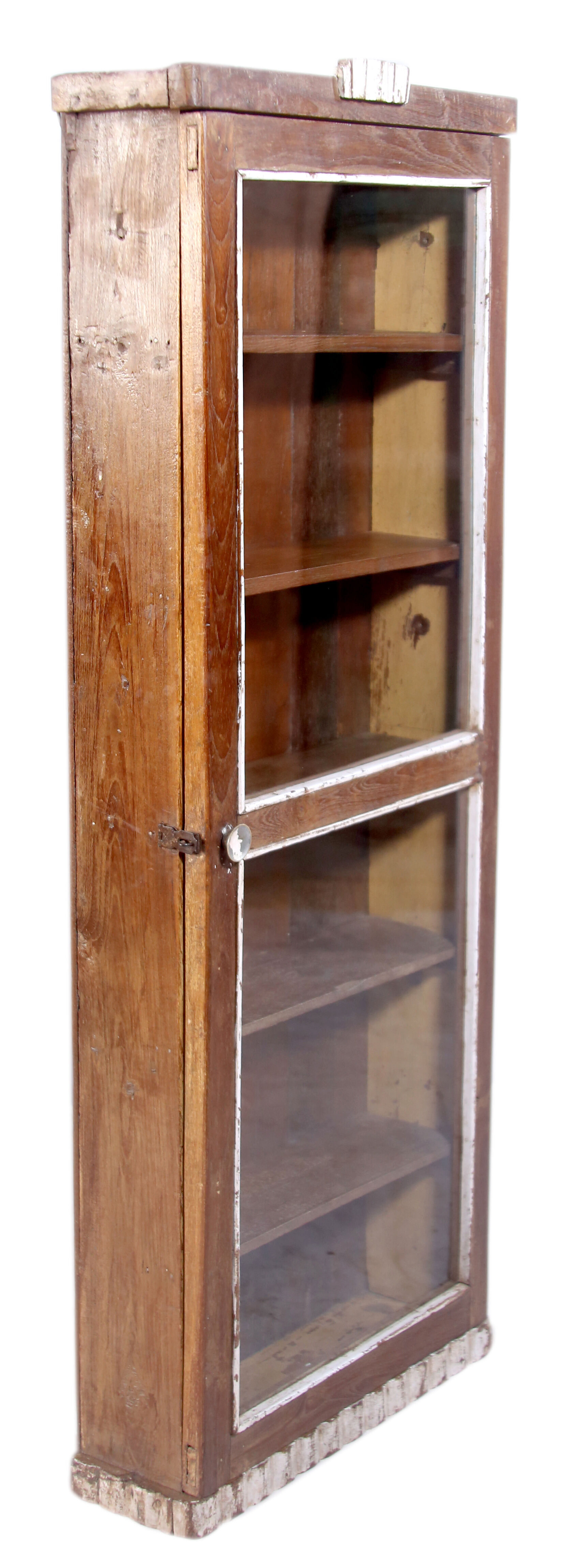 Art Deco wall showcase in ancient Burmese teak