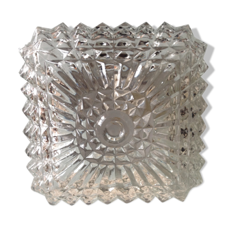 Plafonnier carré vintage en verre pointes de diamants années 60-70
