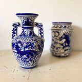 Small amphora vase in old hand-painted ceramic
