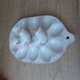 Old Vintage White and Pink Ceramic Egg Display Dish