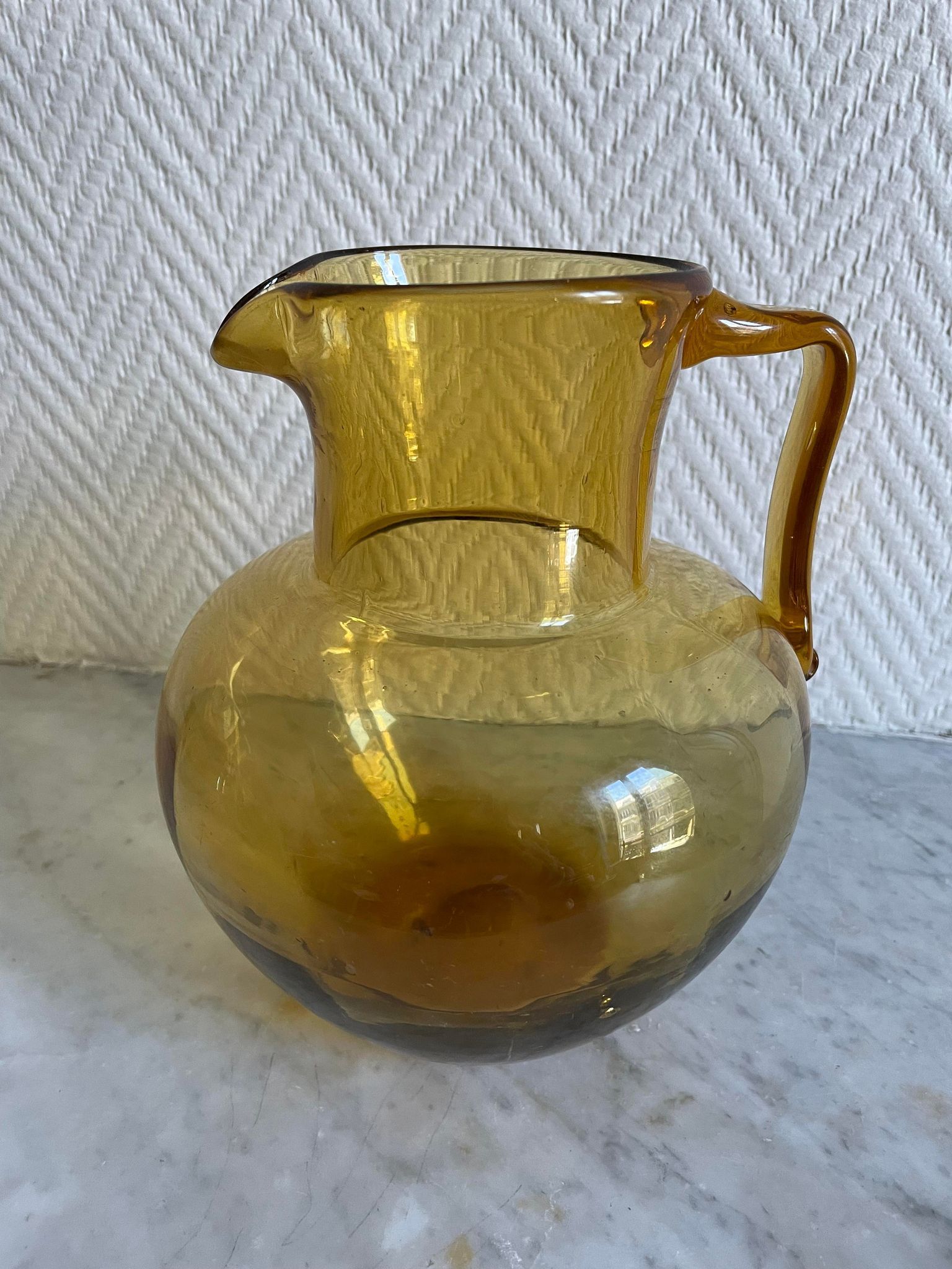 Ochre yellow blown glass decanter