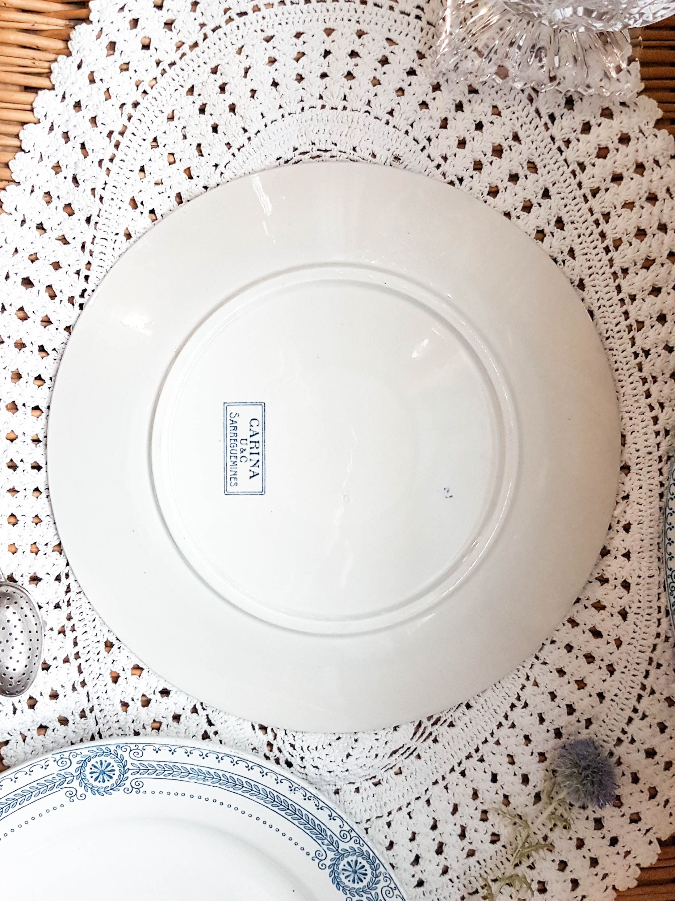 Lot of 4 blue plates "carina" U&C Sarreguemines Terre de Fer