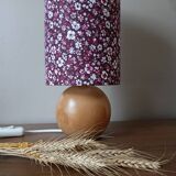 vintage round wooden lamp, lampshade with small Liberty flowers