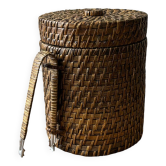 Rattan ice bucket with tongs