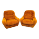 Pair of Italian Space Age Lounge Chairs, Orange Upholstery, 1970s