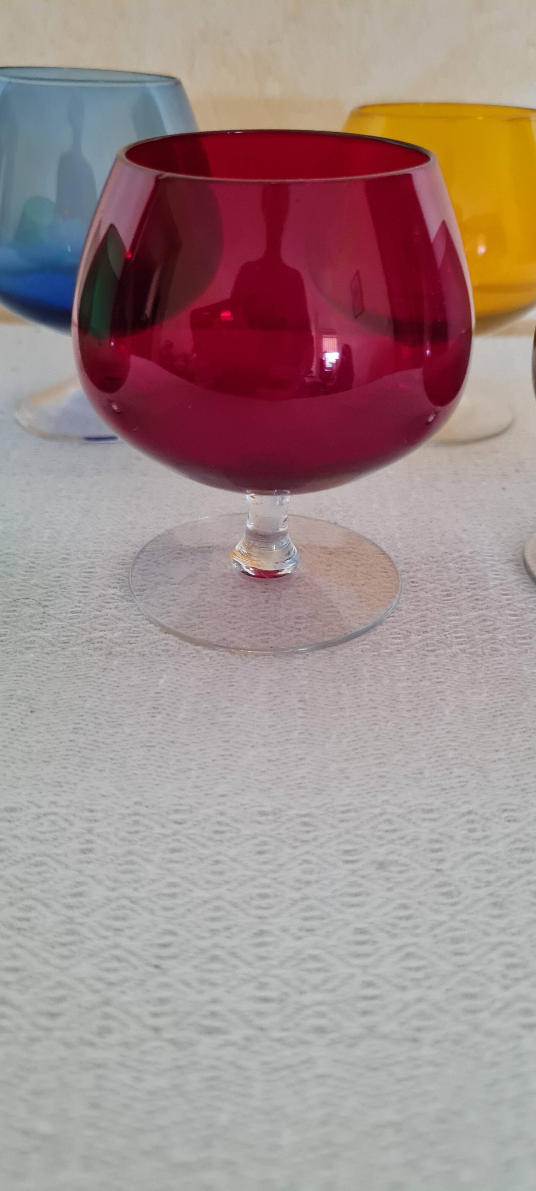 Coloured cognac glasses