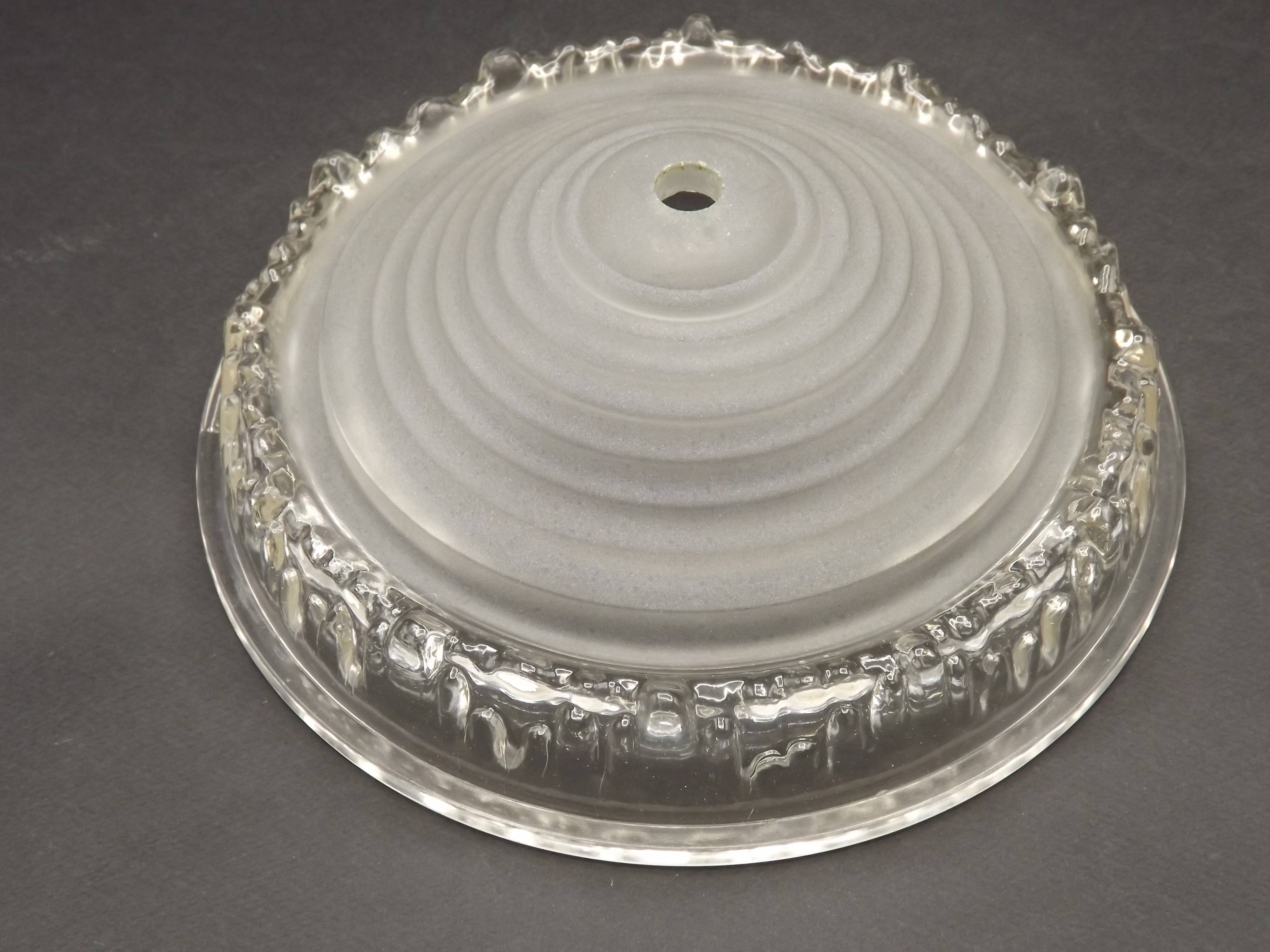 Signed EZAN France Frosted & Clear Glass Icicle Shades - Art Deco Lighting