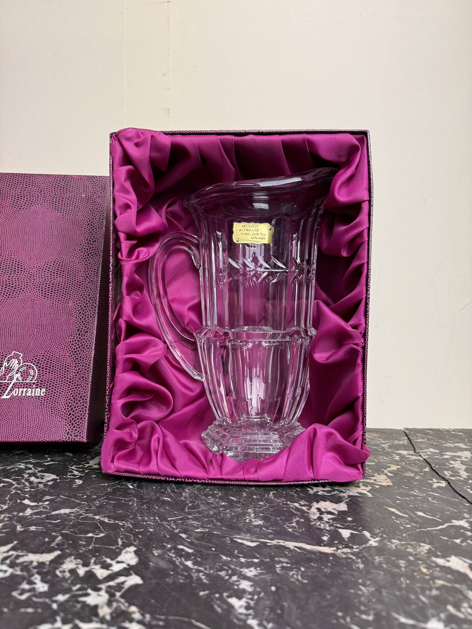 Cristal de Lorraine : carafe a eau avec coffret d'origine