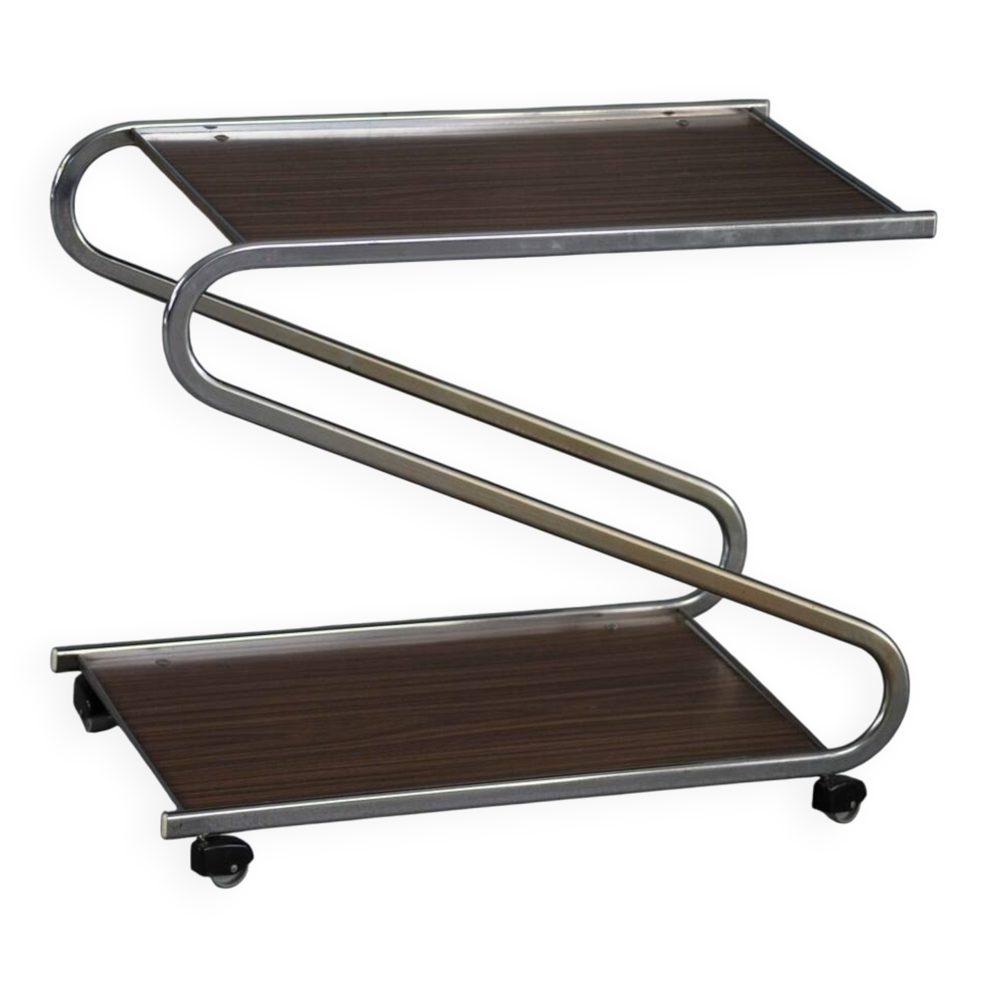 Vintage aluminium and plywood bar cart, Germany 1980s
